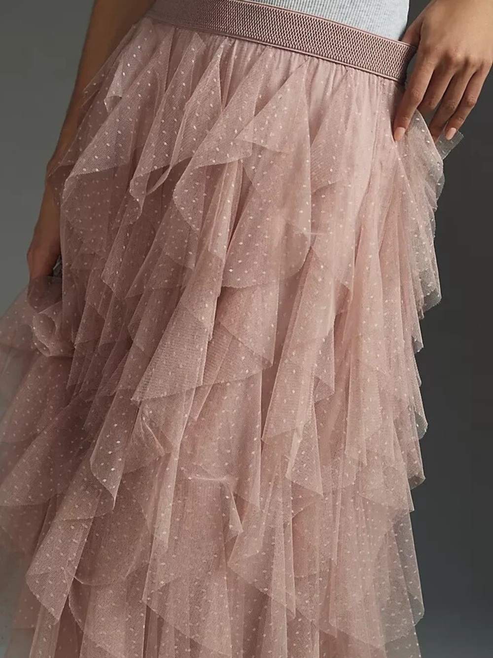 Anthropologie Chéri Ruffled Tulle Midi Skirt M/Like New - Picture 3 of 11